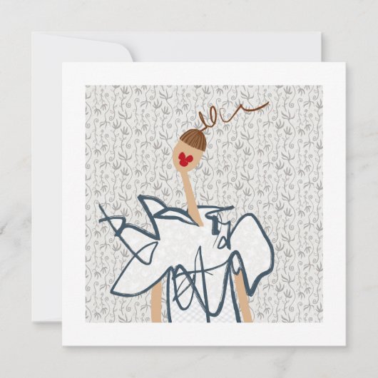 カワイガールおもしろいファッションイラストレーション 招待状 (正面)