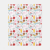 カワイガールお洒落パワードードルレトロ フリースブランケット (正面)