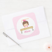 カワイガール体操子供の誕生日パーティー スクエアシール (封筒)