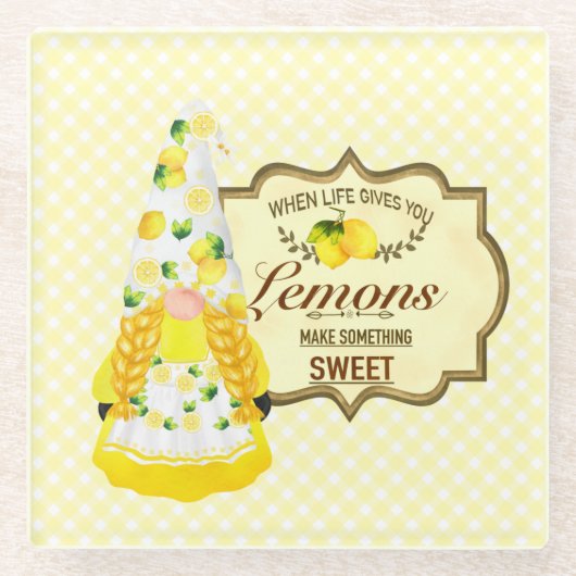 カワイガール格言&レモン ガラスコースター (正面)