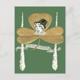 カワイガール金ゴールドシャムロックシラーグ ポストカード