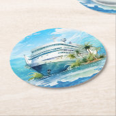 カワイクルーズ船ビーチパーティー ラウンドペーパーコースター (アングル)