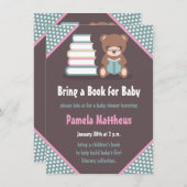. .カワイグマが本を持ってくるベビーシャワー招待状 招待状 (正面/裏面)