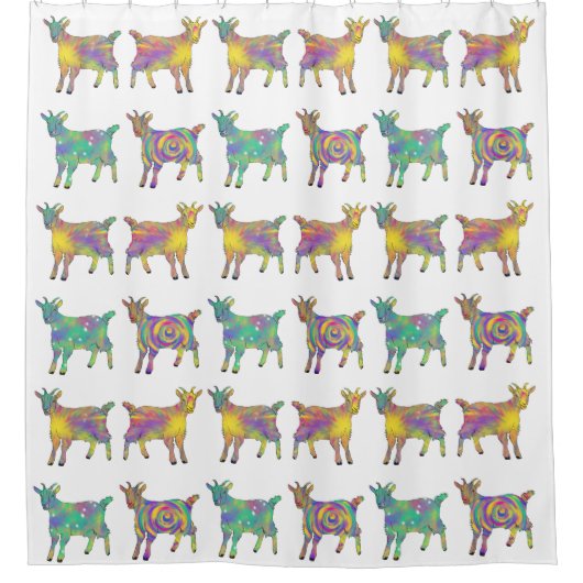 カワイサイケデリックトベビーヤカラフルギ動物園 シャワーカーテン (正面)