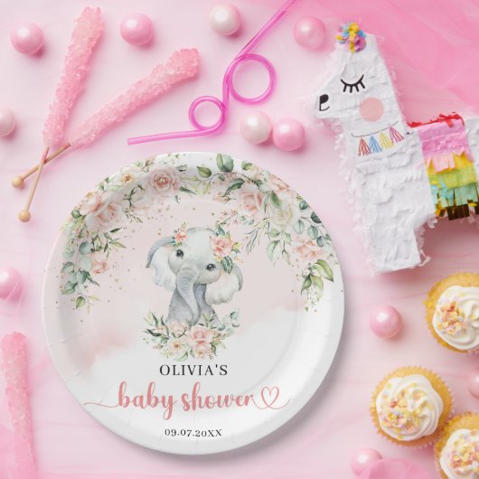 カワイサファリベビーゾウeucalyptus赤面金ゴールド ペーパープレート (パーティー)