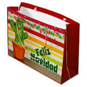 カワイサボテンとホリデーライトフェリズナビダッド ラージペーパーバッグ (裏面アングル)