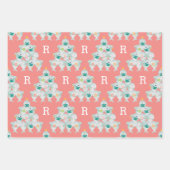 カワイシャークのクリスマスツリーとイニシャル ラッピングペーパーシート (正面)