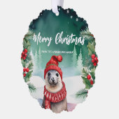 カワイシーライオンサンタクリスマスホリデーパーティファミリー オーナメントカード (左)