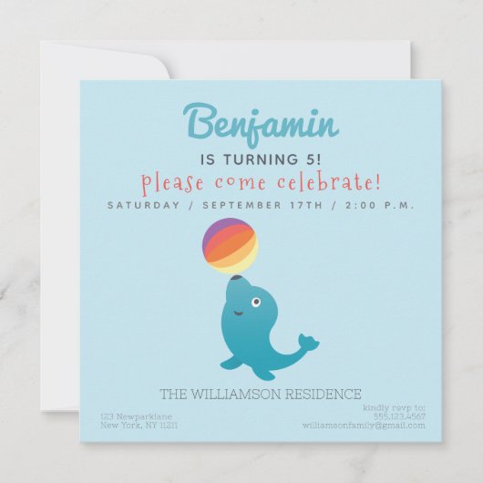 カワイシール – おもしろい子供の誕生日パーティの招待状 招待状 (正面)