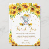 カワイゾウヒマワリ第1誕生日パーティーフローラ サンキューカード (正面/裏面)