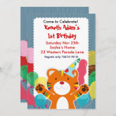 カワイタイガー – 子供の誕生日パーティの招待状 招待状 (正面/裏面)