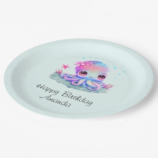 カワイタコ海の生物誕生日 ペーパープレート (アングル)
