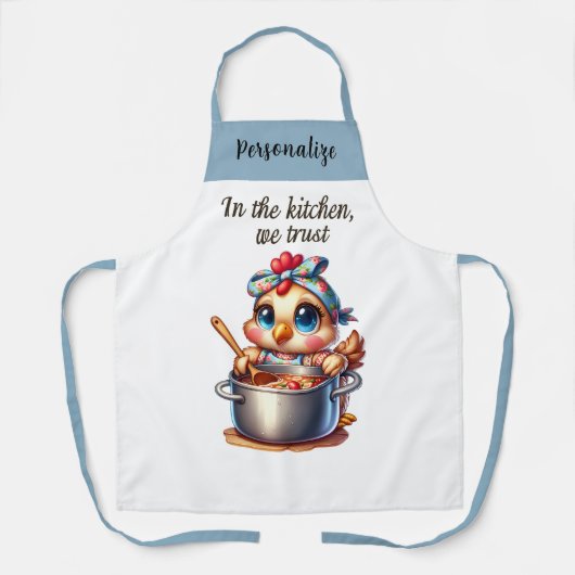 カワイチキン料理オンストーブキッチン引用文 エプロン (正面)