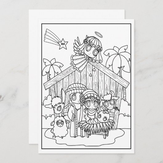 カワイチビ（小さくかわいく書いた感じ）マンガ出生シーンシーズンの理由 招待状 (正面/裏面)