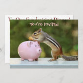 カワイチムンクおもしろいお金ピギーバンク写真 招待状 (正面/裏面)