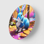 カワイティスティングブルーバニーポートレート ラウンド壁時計 (傾斜)