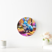 カワイティスティングブルーバニーポートレート ラウンド壁時計 (ホーム)