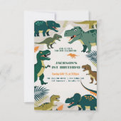 カワイディノカラフルパーティー | 恐竜の誕生日 招待状 (正面)