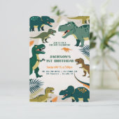カワイディノカラフルパーティー | 恐竜の誕生日 招待状 (スタンド正面)