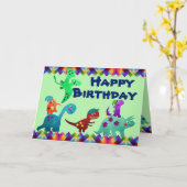 カワイディノカラフル誕生日 カード (黄色い花)