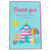 カワイトおもしろいキッズビーチサマー誕生日サンキュー ミディアムペーパーバッグ (正面)