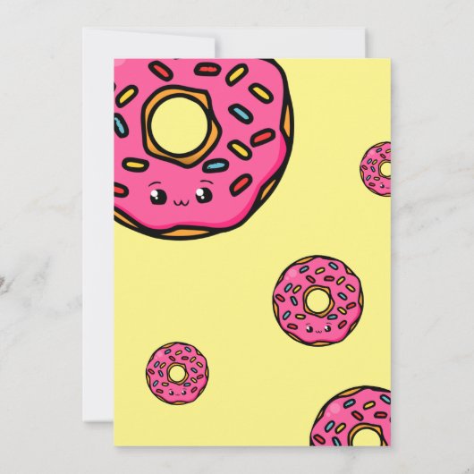 カワイトかわいいズドーナツイエロージョイントツイン第1誕生日 招待状 (裏面)