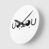 カワイトかわいいズパピード日本のッグ顔文字絵文字 ラウンド壁時計 (傾斜)