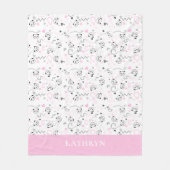 カワイトかわいいズパンダピンクグレーハートベビーガール フリースブランケット (正面)