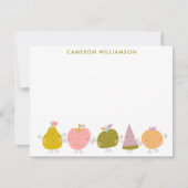 カワイトかわいいパステルフルーツ文パーソナライズされた房具 ノートカード (正面)