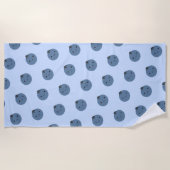 カワイトかわいいブルーベリーパターン ビーチタオル (正面)