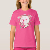 カワイトかわいい猫イ日本のチゴミルク Tシャツ (正面)
