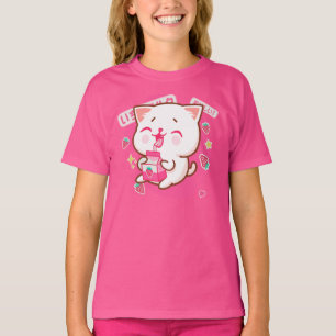 カワイトかわいい猫イ日本のチゴミルク Tシャツ