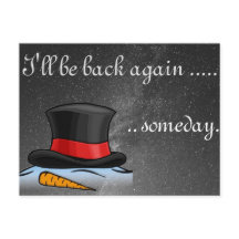 カワイトとけ雪だるまシルクハットホリデーポストカード