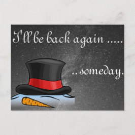 カワイトとけ雪だるまシルクハットホリデーポストカード シーズンポストカード