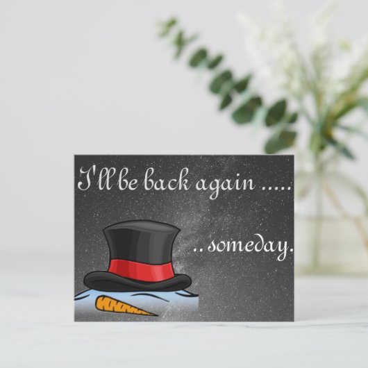 カワイトとけ雪だるまシルクハットホリデーポストカード シーズンポストカード (スタンド正面)