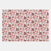 カワイトなバレンタインデーパンダベアラブパターン ラッピングペーパーシート (正面3)