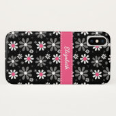 カワイトなピンクとブラックガーリーのモダンデイジー Case-Mate iPhoneケース (裏面(横))