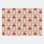 カワイトな棒峰の線が明るい赤紫色と金ゴールド ラッピングペーパーシート (正面2)