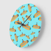 カワイトな潜水艦パターン ラージ壁時計 (傾斜)