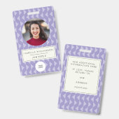 カワイトな紫色のジオメトリ社員写真企業のID バッジ (正面＆裏面)