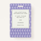 カワイトな紫色のジオメトリ社員写真企業のID バッジ (裏面)