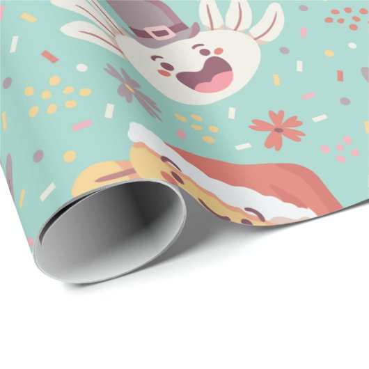 カワイトアクソロテルクリスマスクリスマスパターンかわいい動物 ラッピングペーパー (ロールコーナー)