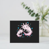 カワイトアクソロトルかわいい動物アクソロツ愛玩動物 インビテーションポストカード (スタンド正面)