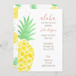 カワイトアロハトロピカルウォーターカラーパイナップル金ゴールド 招待状