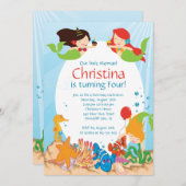 カワイトアンダーザシーマーメイド誕生日招待状 招待状 (正面/裏面)