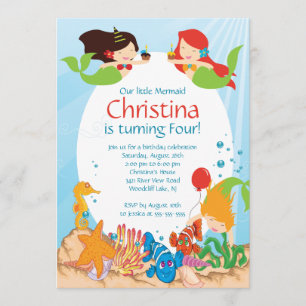 カワイトアンダーザシーマーメイド誕生日招待状 招待状