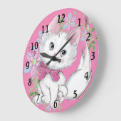 カワイトインクキッテン&フラワーズガールズ ラージ壁時計 (傾斜)