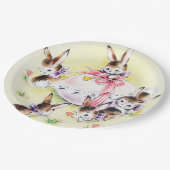 カワイトイースターバニーズレトロヴィンテージパーティー ペーパープレート (アングル)