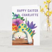 カワイトイースターバニー折り畳みイースターカード カード (黄色い花)