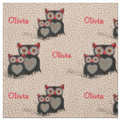 カワイトウィムシーオウルズオン水玉模様パーソナライズされた ファブリック (見本)